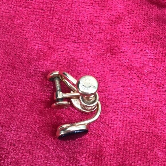 Vintage Van Dell Gold-Plated Screw Back Black Onyx Clip-On Earrings - Picture 5 of 7
